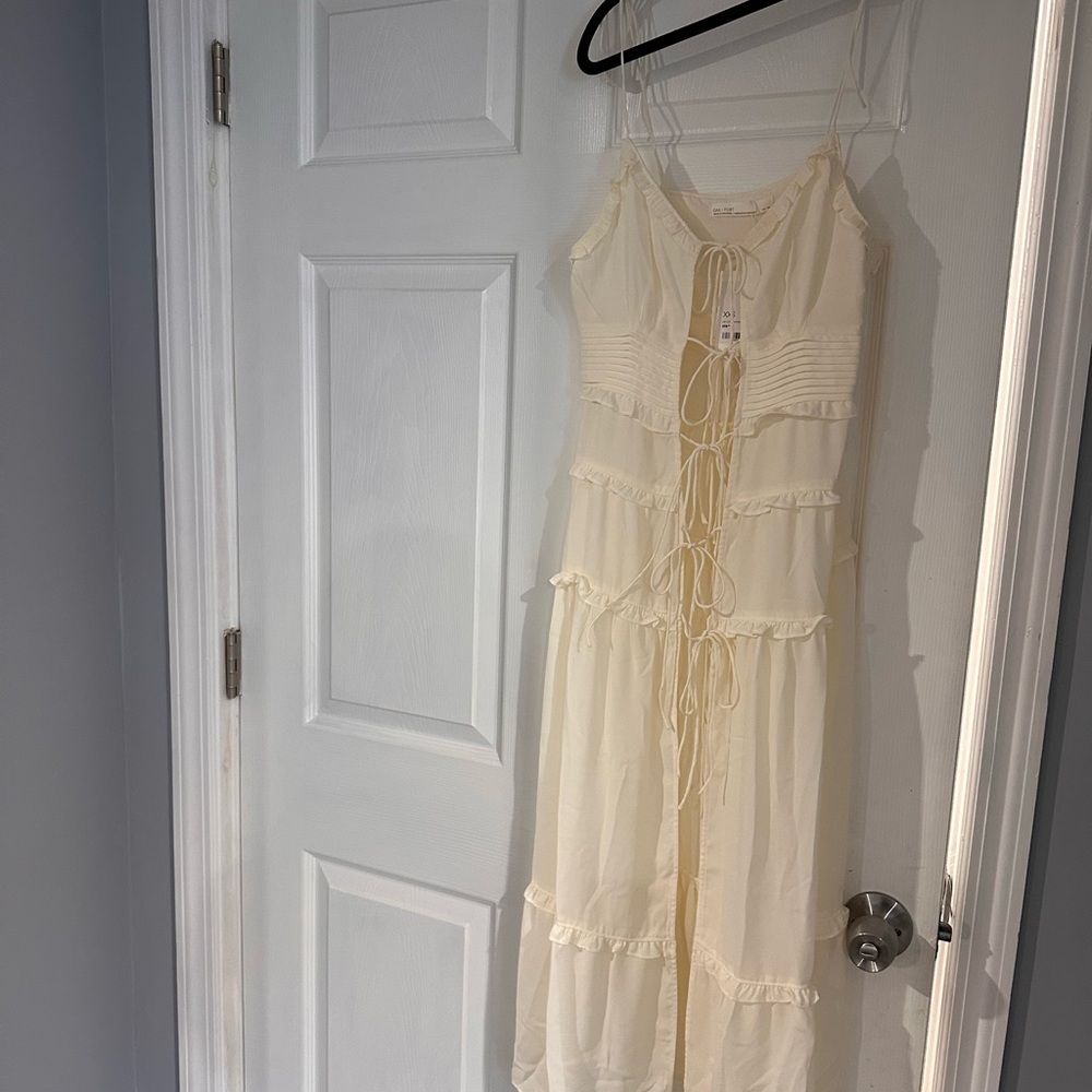 Oak + Fort ruffle sheer tie-front midi Dress - Picture 6 of 9